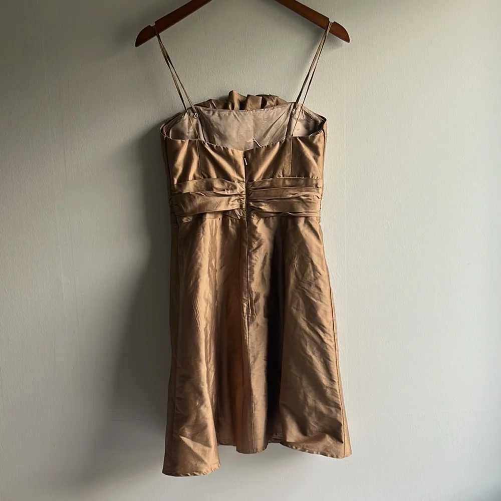 Watters & Watters bronze silk semi formal mini dress